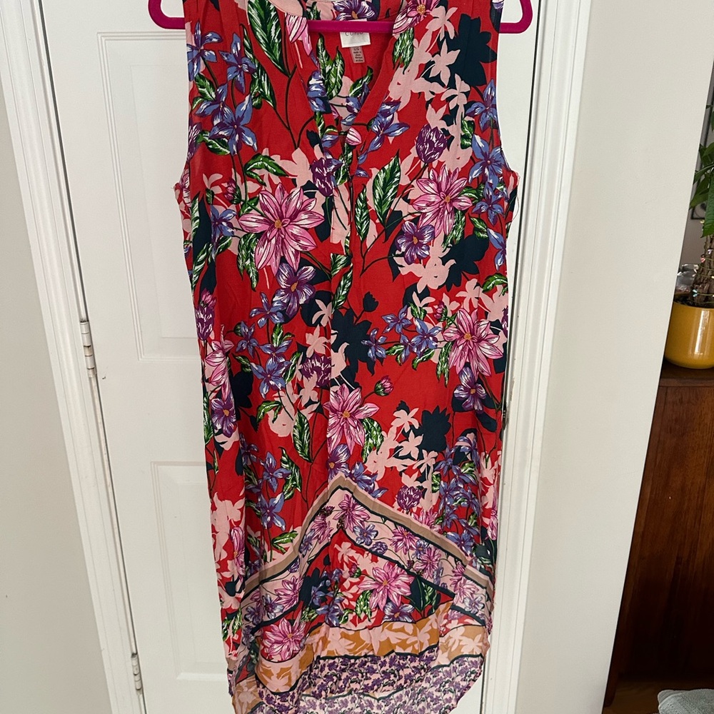 Cupio Red Floral V-Neck Sleeveless Dress